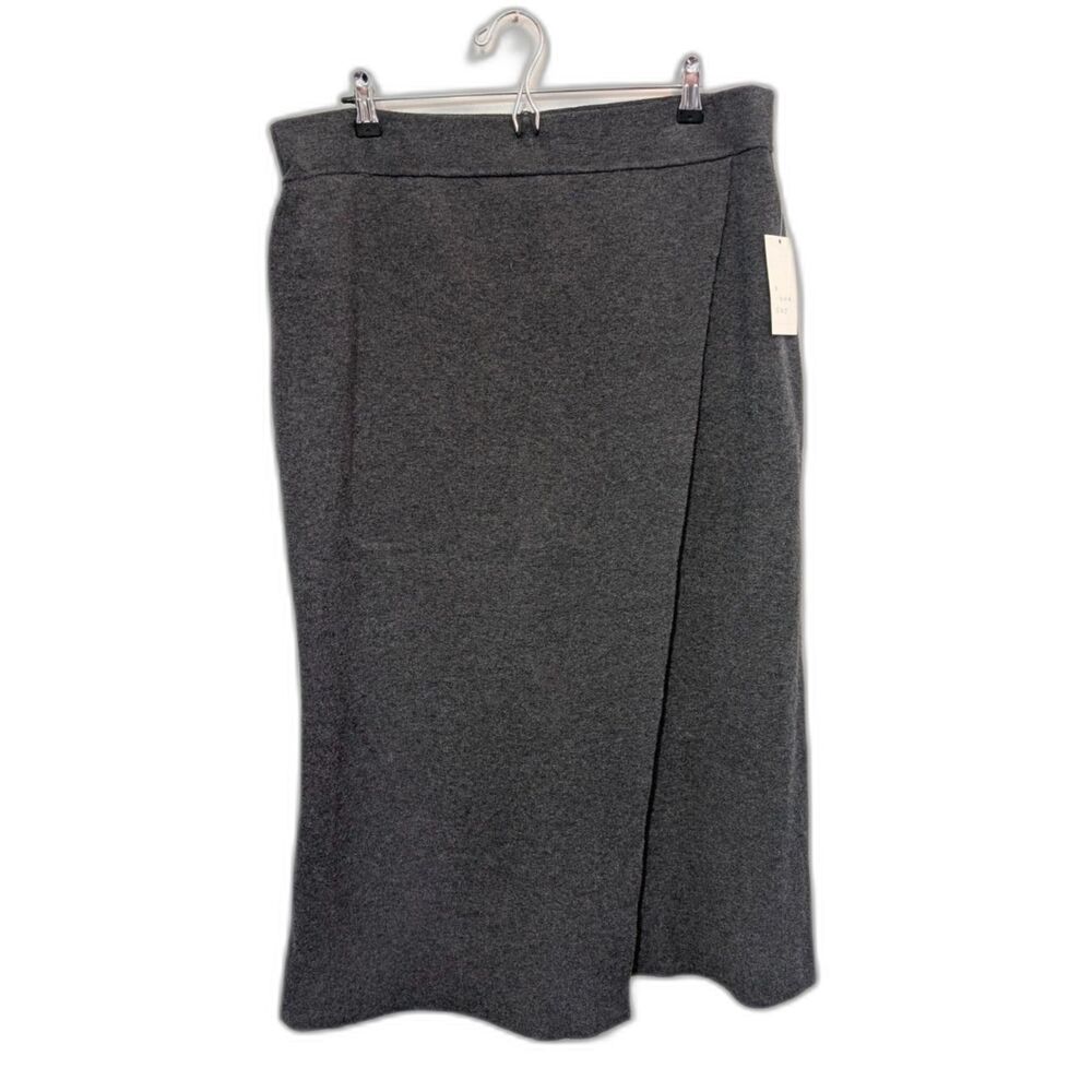 A New Day Charcoal Gray Knit Midi Sweater Skirt XXL (Flaw) NWT